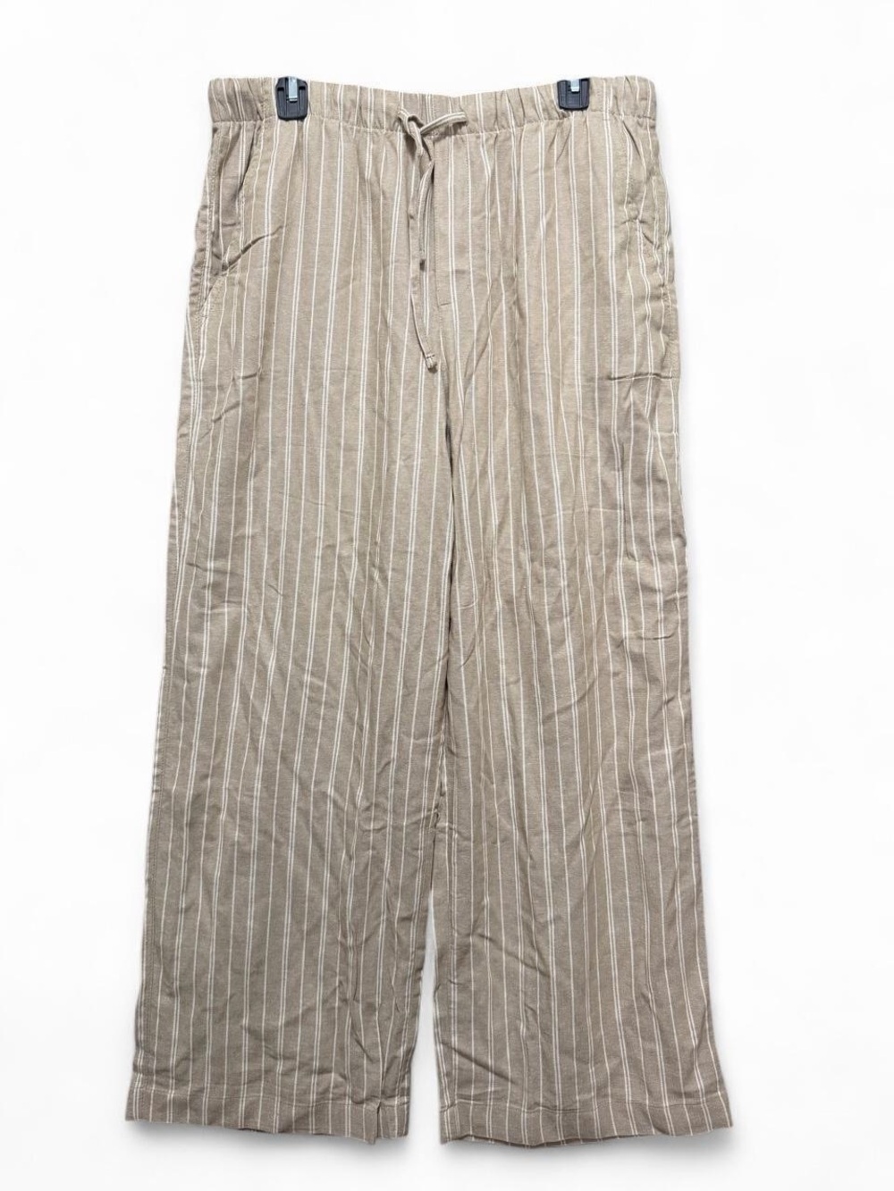 GAP Beige Pinstripe Boot-Cut Linen-Blend Pants